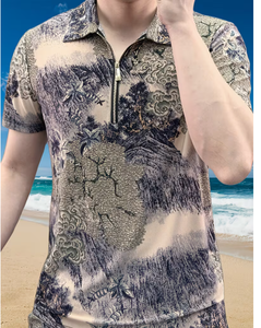 Sudadera con Capucha Sublimada de Manga Corta para Hombre, Corte Ajustado, Transpirable, Ligera, de Poliéster y Algodón, Informal - Product Image 6