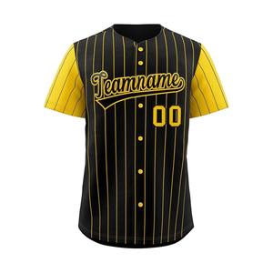 Sweat-shirt imprimé personnalisé pour uniforme de baseball, T-shirt élégant à blocs de couleur, Maillot de baseball à rayures fines avec logo et nom brodés, séchage rapide - Product Image 1