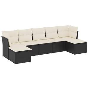 Black And Cream Garden <b>Sofa</b> <b>Set</b> With Cushions Outdoor Furniture UV Resistant PE Rattan Contemporary Design Waterproof - Product Image 2