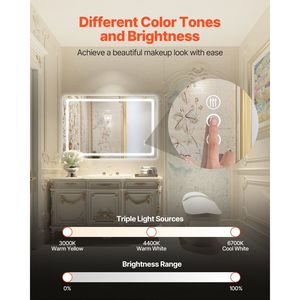 Specchio LED da Bagno 32x48 Pollici Antiappannamento con Luci Memoria e Design Retroilluminato a Gradini - Product Image 2