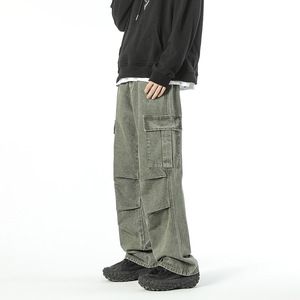 Custom Large Size Men's Casual <b>Work</b> <b>Cargo</b> <b>Pants</b> Waist Cotton Fabric Zipper Decorations Autumn - Product Image 2
