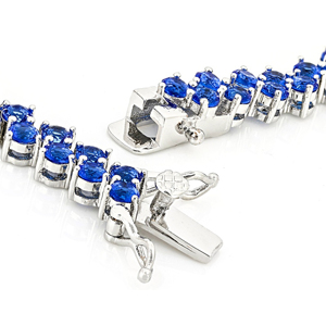 Pulsera de tenis para mujer de plata 925 con baño de rodio y zafiro azul, estilo clásico para uso diario - Product Image 2