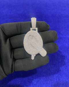 Colgante Personalizado con Inicial Q, Totalmente Cubierto de Moissanita, Joyería Hip Hop, Collar con Colgante, Chapado en Plata, Unisex - Product Image 2