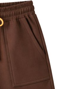 Brown Women Lounge Set Contrast <b>Trim</b> Short Sleeve T Shirt And Shorts Summer Two Piece Outfit Soft Breathable Cotton Blend Set - Product Image 3