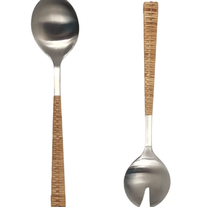 Ensemble de couverts en rotin et acier inoxydable pour restaurant, cuillères et fourchettes, prix de gros - Product Image 3