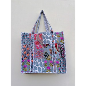 Bolso Tote de Algodón Acolchado con Estampado de Jungla y Bordado Bohemio, Diseño Panelado, Parte Superior Abierta, Estilo Compras, para Todas las Estaciones, Viajes y Uso Diario - Product Image 1