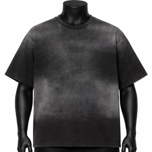 เสื้อยืดคอตตอนแท้ 100% ทรงบ็อกซี่ หนานุ่ม สไตล์สตรีทแวร์ รับผลิตเสื้อผ้าแบรนด์ OEM ODM ขายส่งจากโรงงาน - Product Image 1