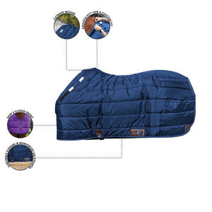 Couverture de cheval en coton durable, respirante et imperméable avec doublure en polaire, design léger, boucles sécurisées et confort toutes saisons - Product Image 2