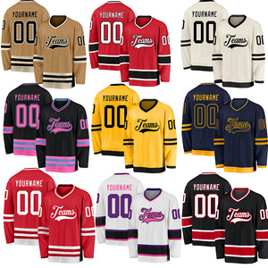 Ensemble de maillots de hockey sur glace unisexe imprimés en sérigraphie, manches longues, en spandex/polyester, service OEM, maillot de hockey sur glace à manches longues - Product Image 1