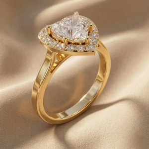 Anillo de compromiso con diamante cultivado en laboratorio con corte en forma de corazón VVS VS, anillo de promesa con halo de piedras múltiples para boda/aniversario para mujer - Product Image 2