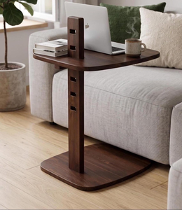 Table d'appoint réglable en bois foncé pour ordinateur portable, en hêtre massif, support portable pour ordinateur, table de travail de chevet - Product Image 1