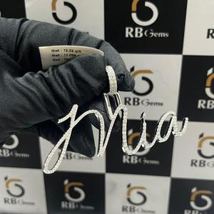 RB Gems Mia Letter Diamond Pendant 925 Sterling <b>Silver</b> Channel Set Round Brilliant Cut Luxury Style Unisex Fine Pendants & <b>Charm</b> - Product Image 3
