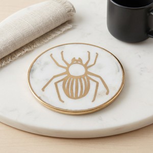 Posavasos Redondo de Mármol Blanco con Elegante Ilustración de Rinoceronte, Posavasos Decorativo de Piedra para Decoración Moderna del Hogar - Product Image 3
