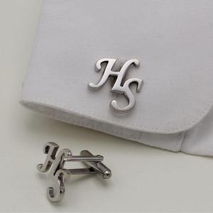 Boutons de manchette personnalisés avec monogramme lettre K, ton argenté, initiales personnalisées, cadeau de mariage, fiançailles, Noël, cadeau pour le marié, pour hommes, affaires - Product Image 3