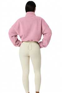 Veste en polaire rose à fermeture éclair intégrale Oneten Apparel, coupe ample, col montant, sweat-shirt unisexe - Product Image 2