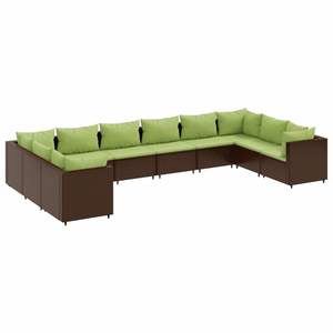 Ensemble de salon de jardin marron avec coussins verts - Product Image 2