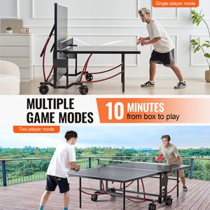 Tavolo da Ping Pong Professionale Portatile Pieghevole in Alluminio per Interni/Esterni, Resistente a Tutte le Condizioni Atmosferiche, con Rete e Accessori - Product Image 4