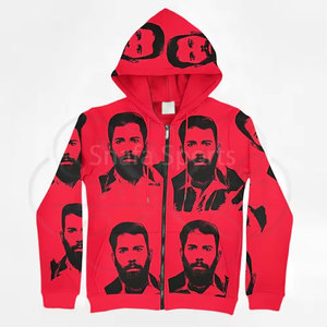 Sudadera con capucha informal para hombre, antiarrugas, ecológica, de forro polar estampado Asali, transpirable, de algodón y poliéster. - Product Image 6