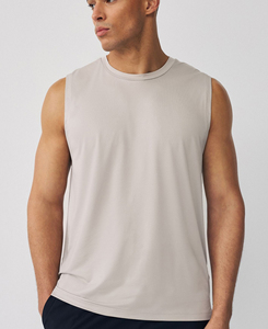 Débardeur sans manches gris clair pour homme de qualité supérieure, col rond, tricoté en polyester respirant, anti-rétrécissement, 180g, vêtement de sport décontracté, taille XL - Product Image 3