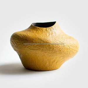 <b>Light</b> weight Yellow <b>Vase</b> Artisan Crafted Unique Modern Paper Mache Eco-Friendly Matte Yellow Table Decor - Product Image 2