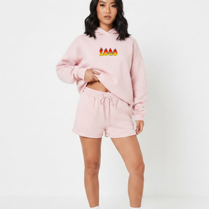 Ensemble de survêtement OEM pour femme, tenue de sport décontractée, ensemble deux pièces à capuche, ensemble deux pièces best-seller, sweats à capuche et shorts vierges 2026 - Product Image 4