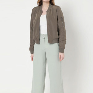 <b>Women</b> Casual Flight <b>Jacket</b> <b>Lightweight</b> Bomber Coat Fashion Streetwear Custom Logo OEM Wholesale Supplier - Product Image 1