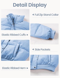 Ropa de mujer de moda Chaquetas acolchadas transpirables de alta calidad para mujer Diseño de cremallera Chaquetas de mujer Color azul cielo Cómodo - Product Image 6