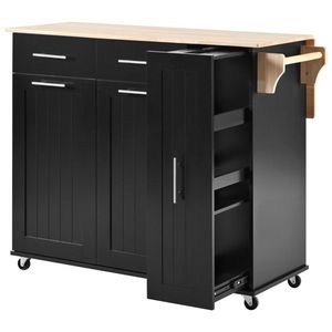 Carrello da Cucina con Ripiano a Scomparsa, Organizzatore a 3 Livelli, in Legno e Ferro, con Ruote - Product Image 5