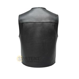 Wholesale Patent Leather Industries Genuine Leather Men's Winter Breathable Windproof Outdoor <b>Vest</b> OEM Custom Service Bulk - Product Image 3