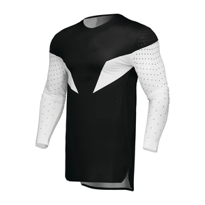 Camiseta transpirable estilo motocross para hombre, combinación en negro y blanco, jersey de motocicleta todoterreno - Product Image 4