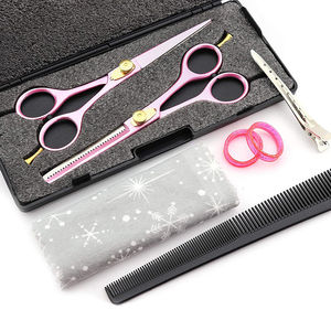 Kit de Coiffure Professionnel en Acier Inoxydable avec Ciseaux de Salon à Manche Bleu Revêtu, Ciseaux de Coupe et d'Éclaircissement, Étui en Cuir - Product Image 6