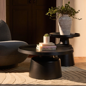 Handcrafted Wooden Nesting Tables Minimalist Round Coffee Table Set for Living Room Custom Shape Living Room - Product Image 1