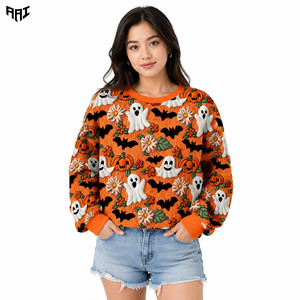 Pull Jacquard Festif Tendance pour Femme, Sweat à Capuche Rétro Léger avec Broderie 3D, Tenue Streetwear USA - Product Image 1