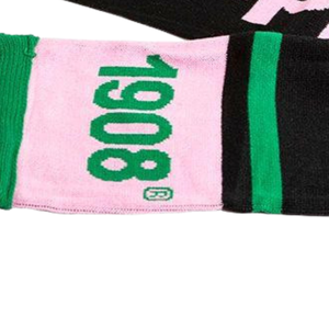 Écharpe en tricot AKA noire, rose et verte, tissée, avec franges, pour l'hiver, style sororité grecque, accessoire de mode pour temps froid - Product Image 6