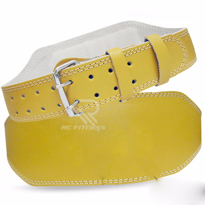 Ceinture de musculation RC FITNESS avec logo personnalisé disponible, avec boucle et en cuir de vachette, pour dips et tractions - Product Image 1