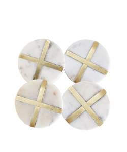 Posavasos de Mármol Blanco con Base de Latón Dorado, Juego de Posavasos Redondos para Té, Vino, Cerveza, Bebidas, Personalizados, los Mejores Posavasos de Mármol - Product Image 3