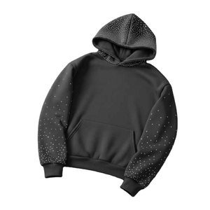 Sweat-shirt à capuche en coton molletonné pour homme, orné de strass, style décontracté - Product Image 1
