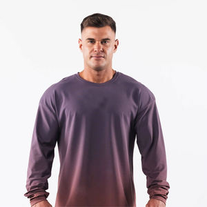 Camiseta de Manga Larga para Hombre, Cuello Redondo, Corte Regular, Color Sólido, Informal, de Algodón Tejido Transpirable - Product Image 1