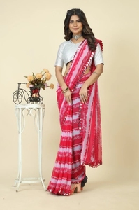 Sari de Georgette con Estampado Floral Estilo Bollywood KV - Product Image 4