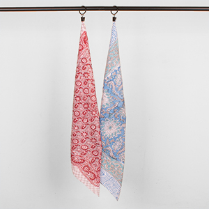 Paisley Block Print Handmade Cotton <b>Square</b> <b>Scarf</b> Floral Print Skin-Friendly Boho Style Hair Bandana Unisex & Pets - Product Image 2