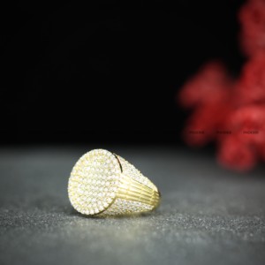 Anillo de Compromiso con Diamante Moissanite de Corte Brillante Redondo, Chapado en Oro Amarillo, Joyería de Lujo de Phoenix Enterprise - Product Image 4