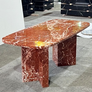 Luxury Style Customized Natural <b>Rectangle</b> Top French Red Marble Modern Durable <b>Coffee</b> <b>Table</b> Furniture for Villa - Product Image 3