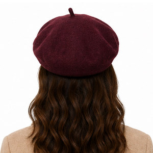 Merino Wool <b>Beret</b> Hat Lightweight Soft Felt with Minimal Embroidery for Autumn Winter Outdoor Daily Wear - Product Image 5