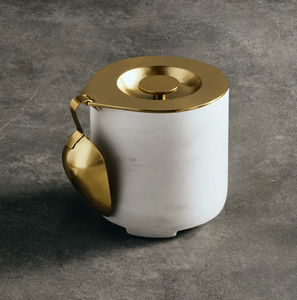 Seau à glace en marbre, refroidisseur à champagne et à vin isolé sous vide, avec couvercle et cuillère en laiton, seaux à glace en marbre - Product Image 1