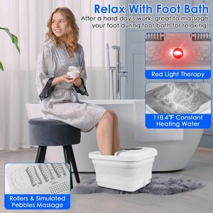 Massaggiatore Elettrico Pieghevole per Piedi con Funzione Riscaldante, Vasca Pieghevole e 8 Rulli Massaggianti - Product Image 2