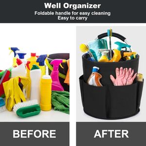 Cesto portaoggetti pieghevole da 17 litri, organizer portatile multiuso per la pulizia con maniglia, per organizzare i prodotti per la pulizia - Product Image 2