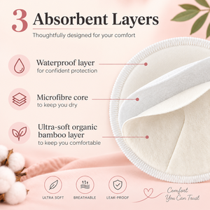 Coussinets d'allaitement lavables pour les mamans qui allaitent |   Coussinets d'allaitement réutilisables en bambou |   Coussinets d'allaitement doux et absorbants en forme de goutte d'eau - Product Image 4