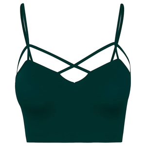 Women Seamless <b>Strappy</b> Cross Back Sports Bra Yoga Gym Fitness Workout Activewear <b>Top</b> Wholesale Padded Athletic Training Bra Bra - Product Image 5