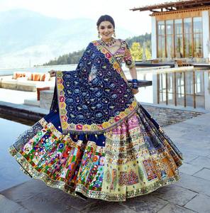 Embroidered Lehenga Set Indian Pakistani Clothing Mirror Work Dress <b>Blouse</b> <b>and</b> Dupatta Traditional Wedding Outfit - Product Image 1