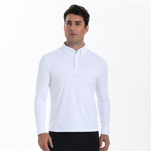 เสื้อโปโลขี่ม้าผู้ชายสีขาว แขนยาว ผ้าตาข่ายเต็มตัว - Product Image 5